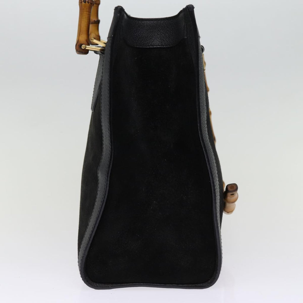 GUCCI Bamboo Hand Bag Suede Leather Black 002 1186 0260 76161