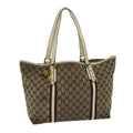 GUCCI GG Canvas Sherry Line Tote Bag Beige Brown 139260 76163