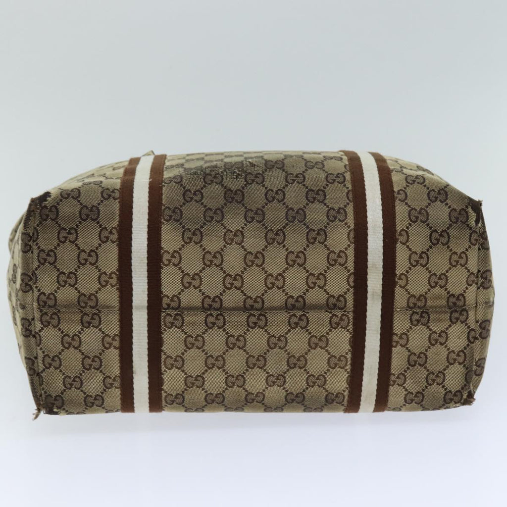 GUCCI GG Canvas Sherry Line Tote Bag Beige Brown 139260 76163