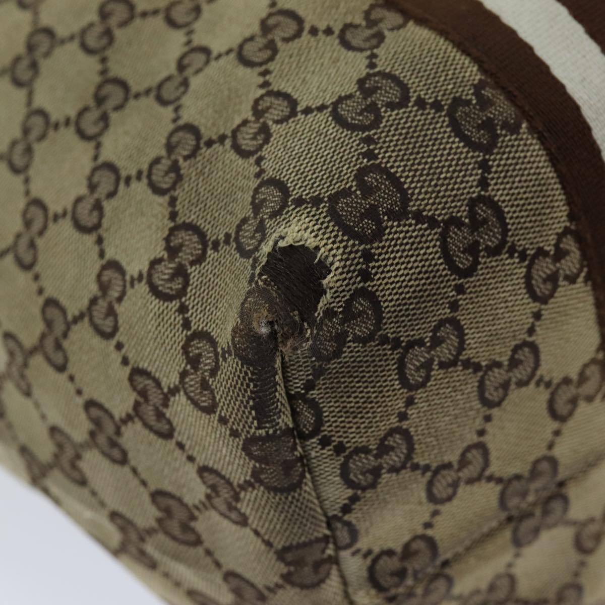 GUCCI GG Canvas Sherry Line Tote Bag Beige Brown 139260 76163
