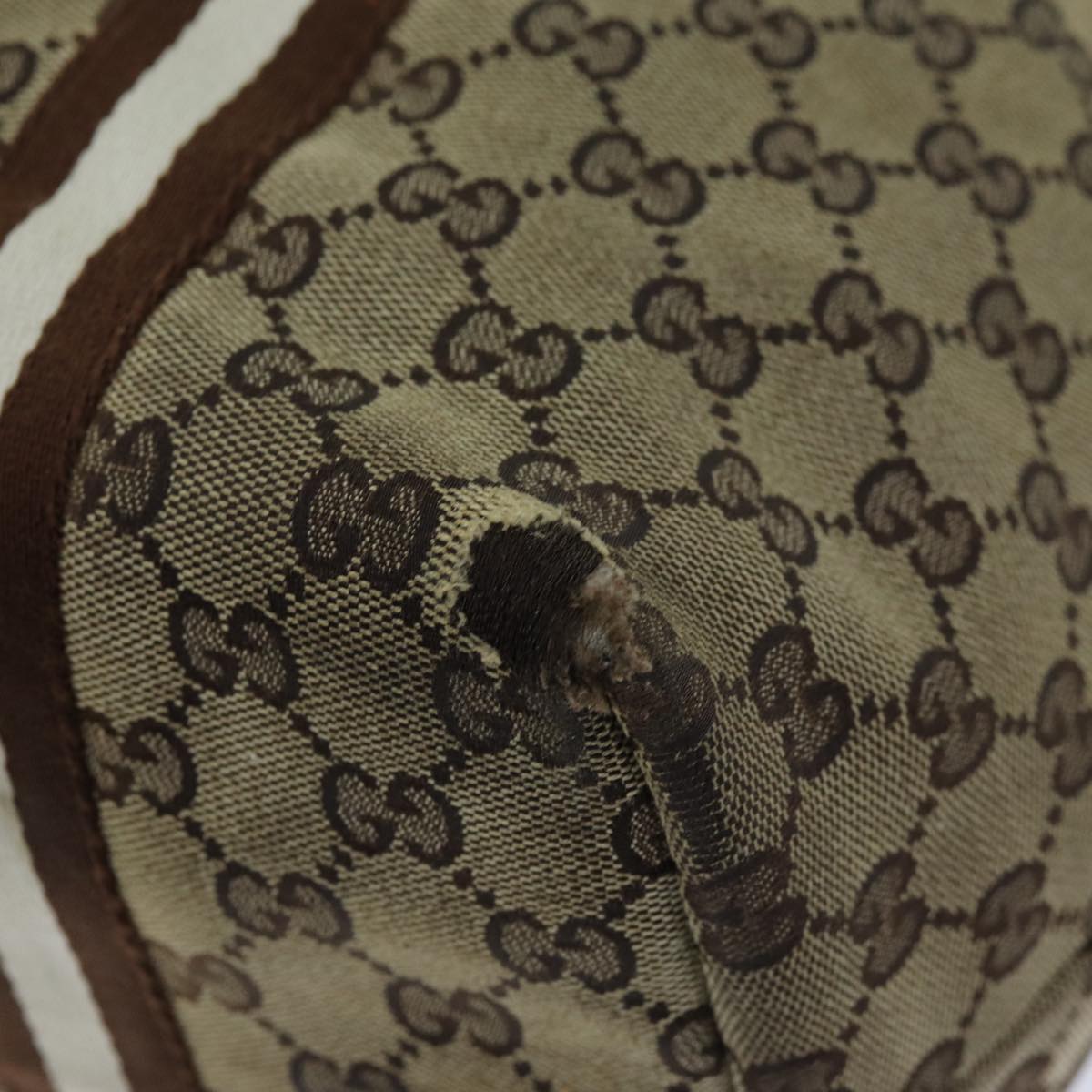 GUCCI GG Canvas Sherry Line Tote Bag Beige Brown 139260 76163