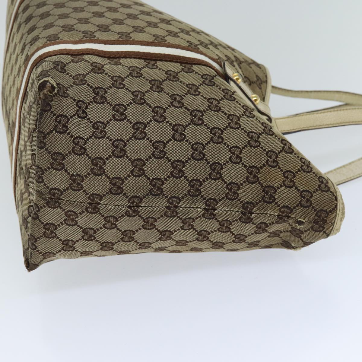 GUCCI GG Canvas Sherry Line Tote Bag Beige Brown 139260 76163