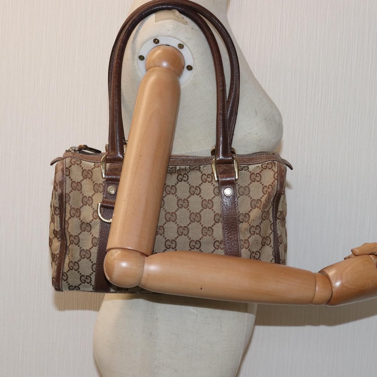 GUCCI GG Canvas Hand Bag Beige 130942 76164