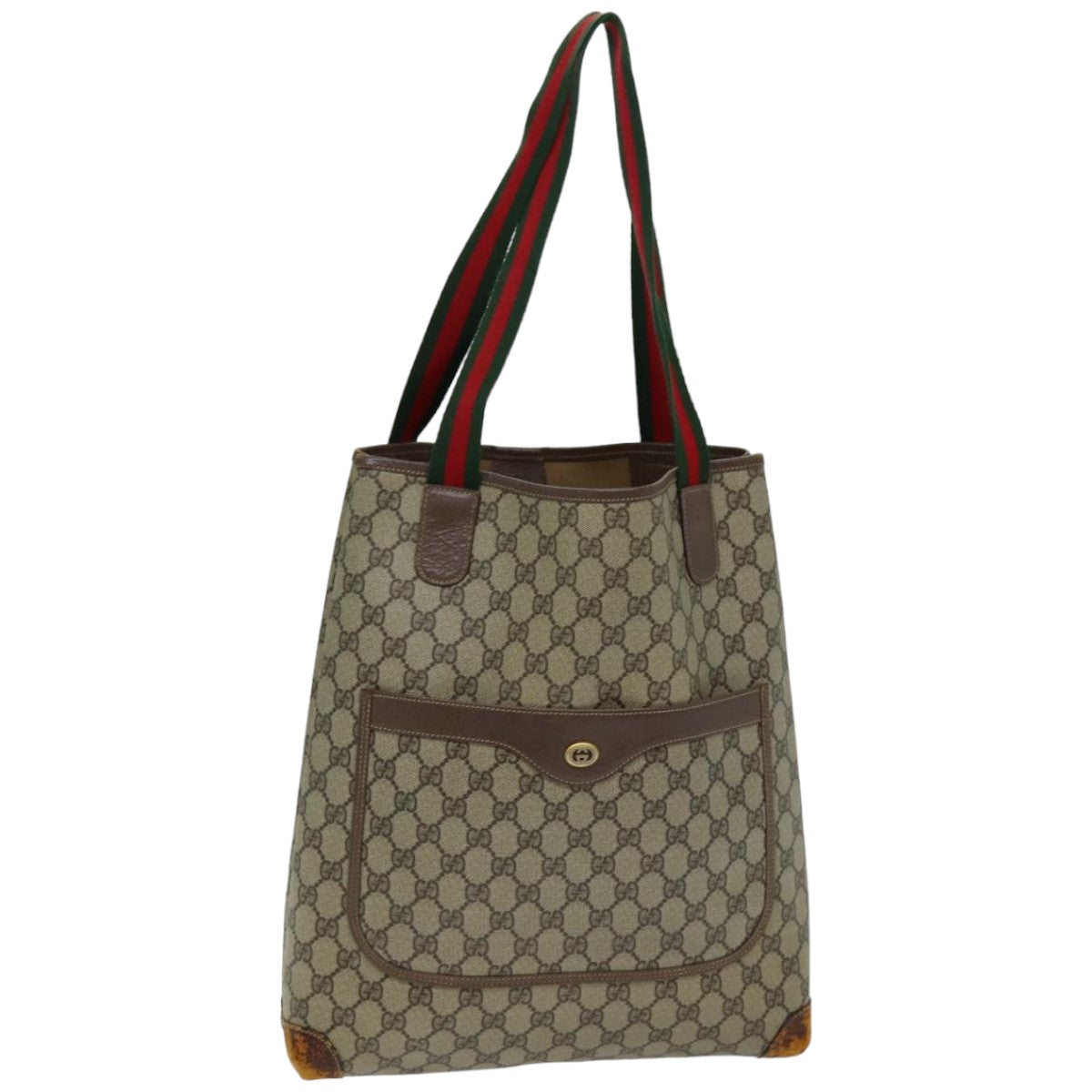 GUCCI GG Supreme Web Sherry Line Tote Bag PVC Beige Red 002 58 6487 76166