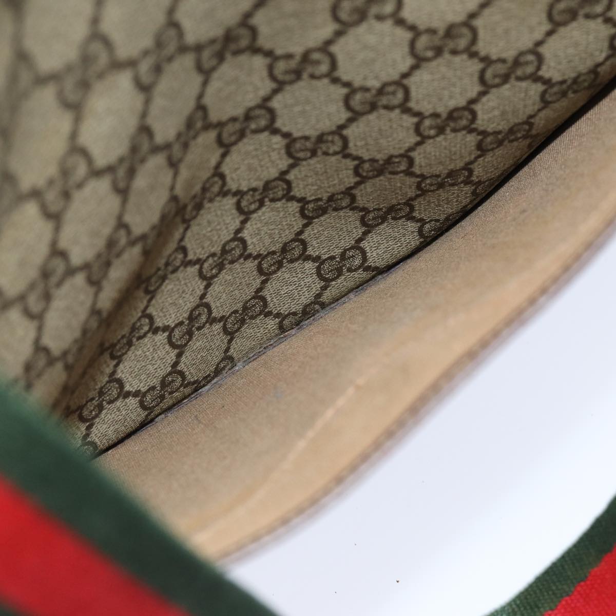 GUCCI GG Supreme Web Sherry Line Tote Bag PVC Beige Red 002 58 6487 76166