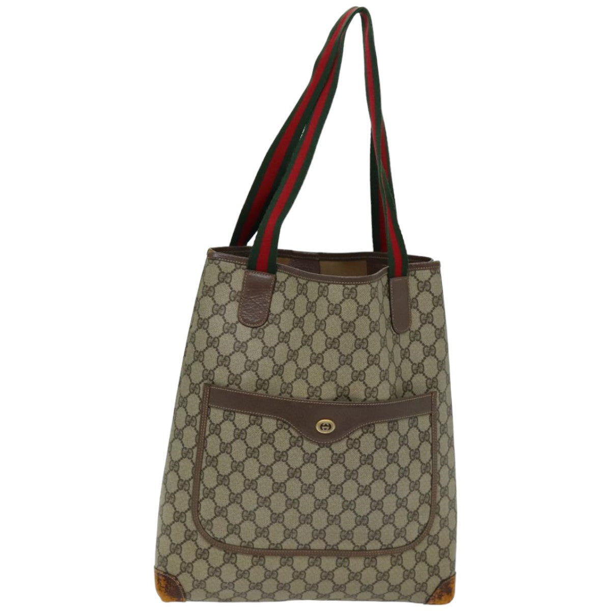 GUCCI GG Supreme Web Sherry Line Tote Bag PVC Beige Red 002 58 6487 76166