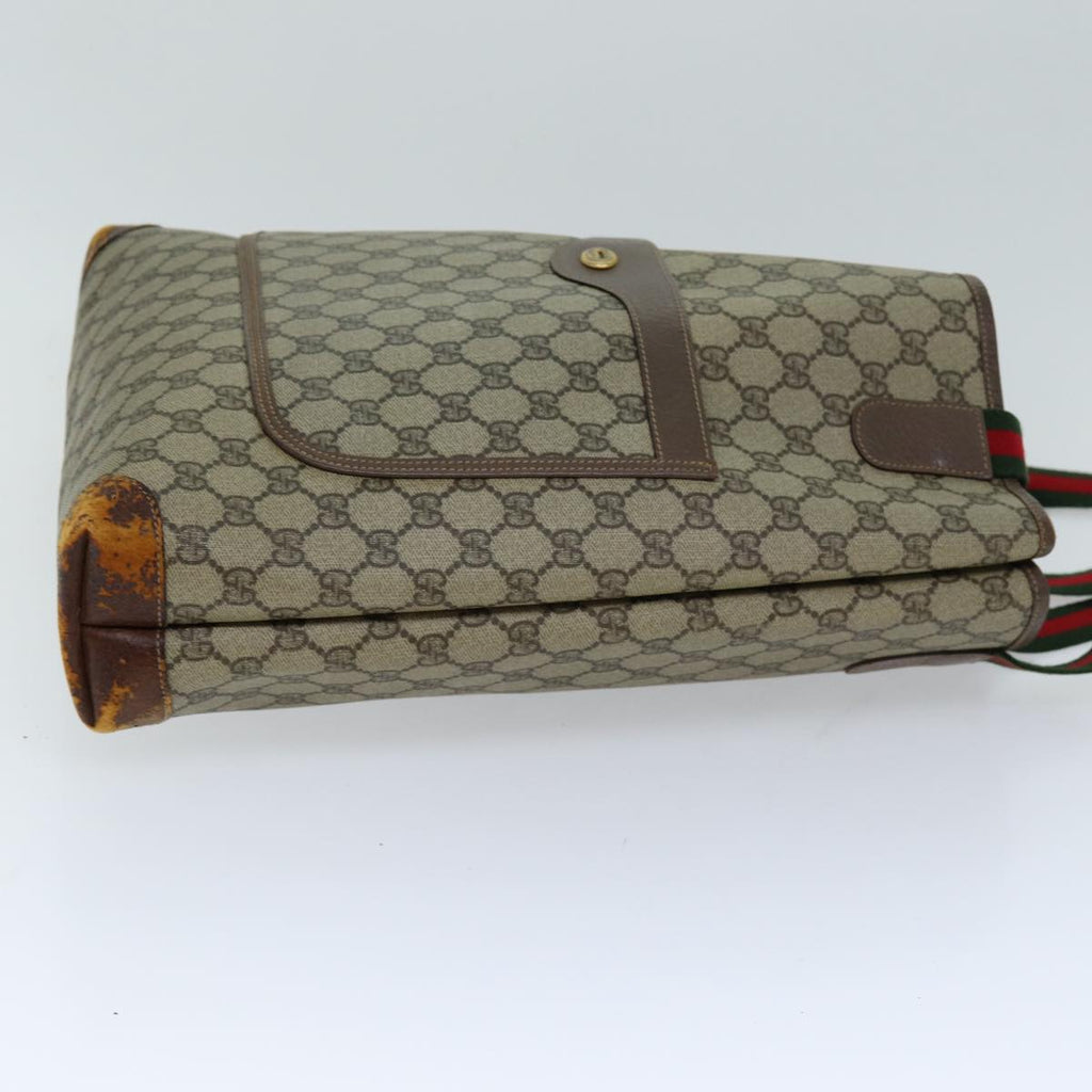 GUCCI GG Supreme Web Sherry Line Tote Bag PVC Beige Red 002 58 6487 76166