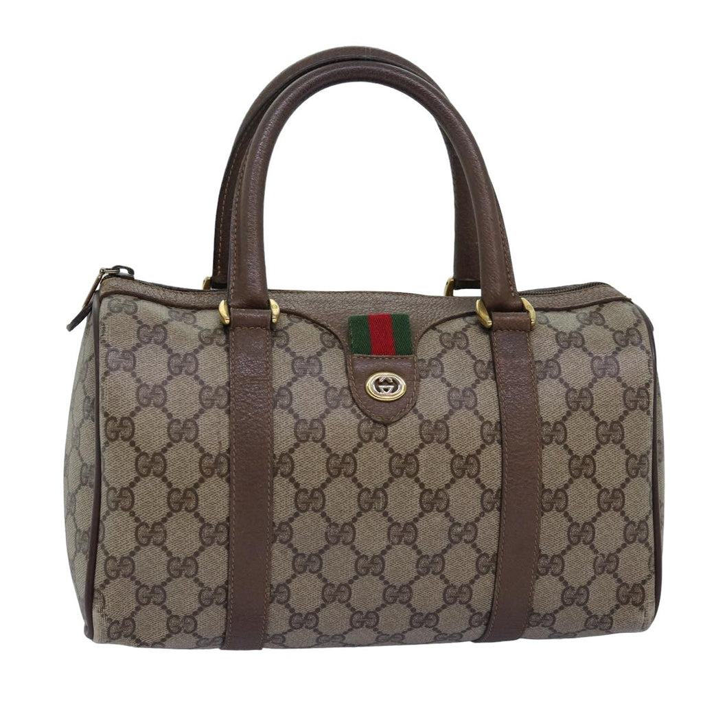 GUCCI GG Supreme Web Sherry Line Hand Bag PVC Beige Red 40 02 006 76193