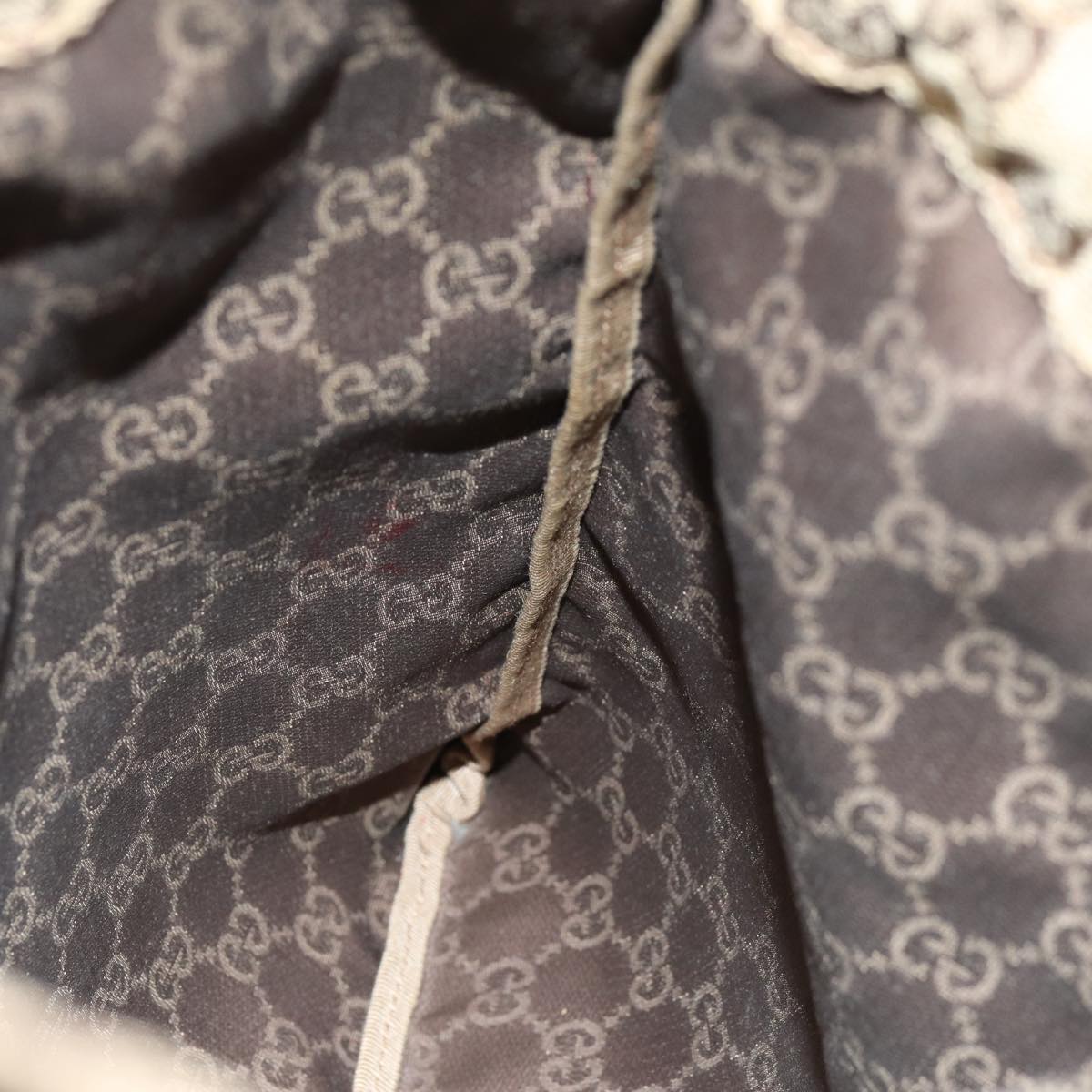 GUCCI GG Canvas Drawstring Pouch Beige 014 1136 3754 76205