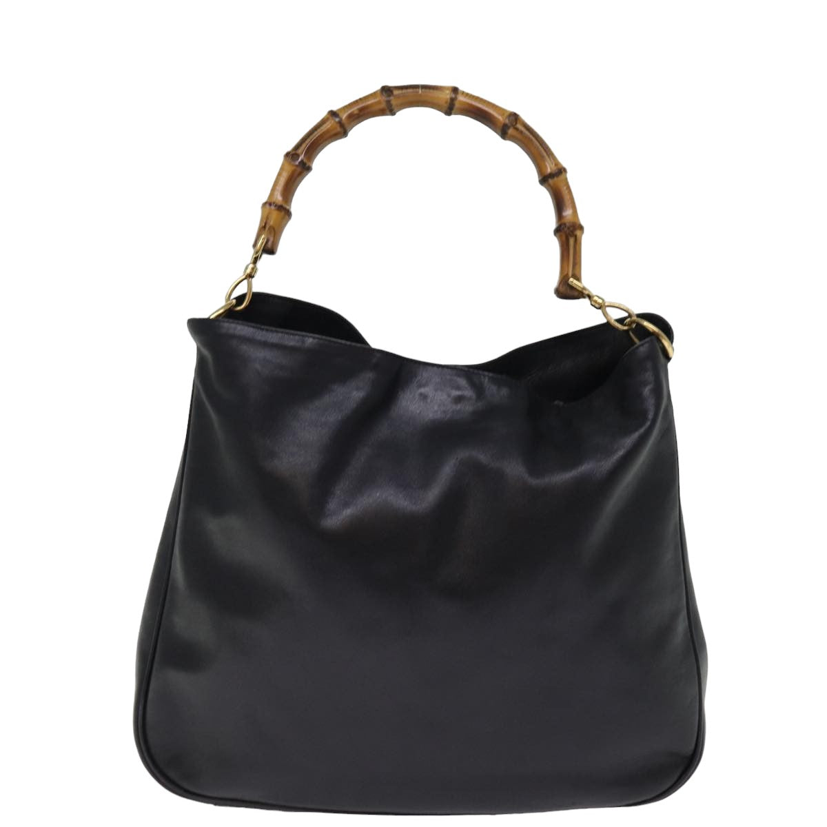 GUCCI Bamboo Shoulder Bag Leather 2way Black 001 1998 1577 76215