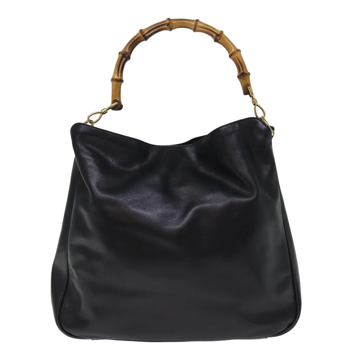GUCCI Bamboo Shoulder Bag Leather 2way Black 001 1998 1577 76215