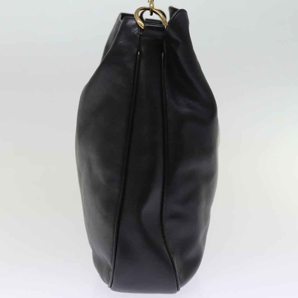 GUCCI Bamboo Shoulder Bag Leather 2way Black 001 1998 1577 76215