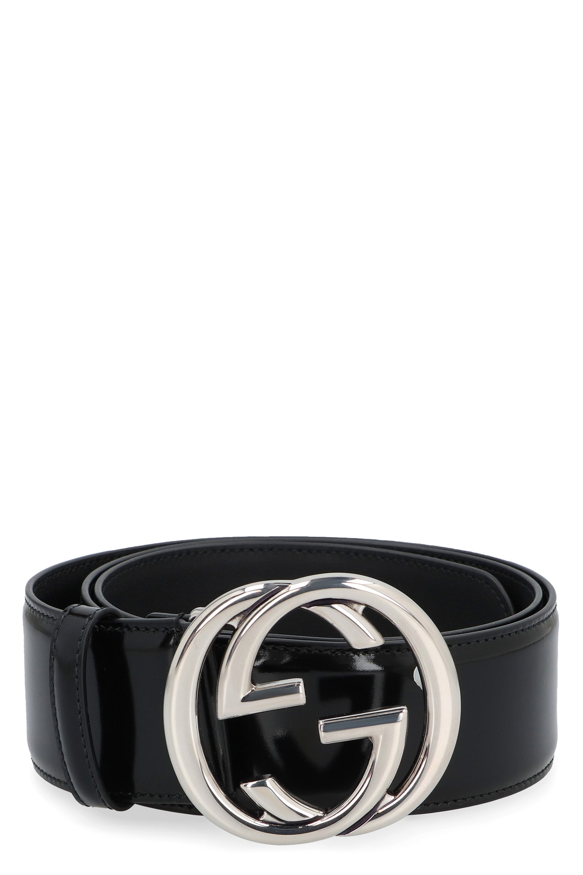 GUCCI Adjustable Leather Belt with Metallic GG Buckle