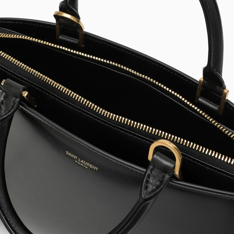 Saint Laurent Small Black Shiny Leather Duffle Bag Sac De Jour Women