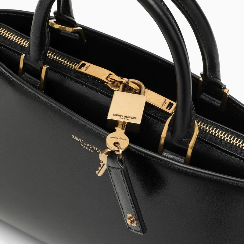 Saint Laurent Small Black Shiny Leather Duffle Bag Sac De Jour Women