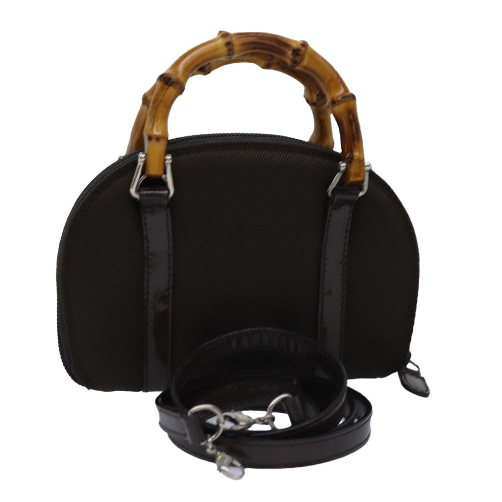 GUCCI Bamboo Hand Bag Canvas 2way Black 039 1705 0701 76385