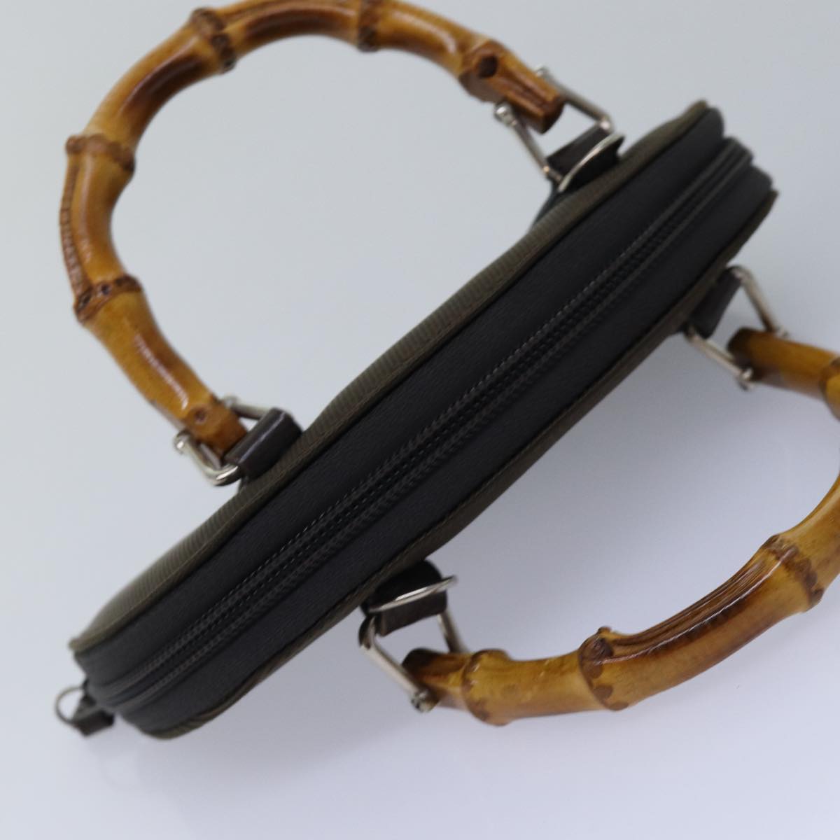 GUCCI Bamboo Hand Bag Canvas 2way Black 039 1705 0701 76385