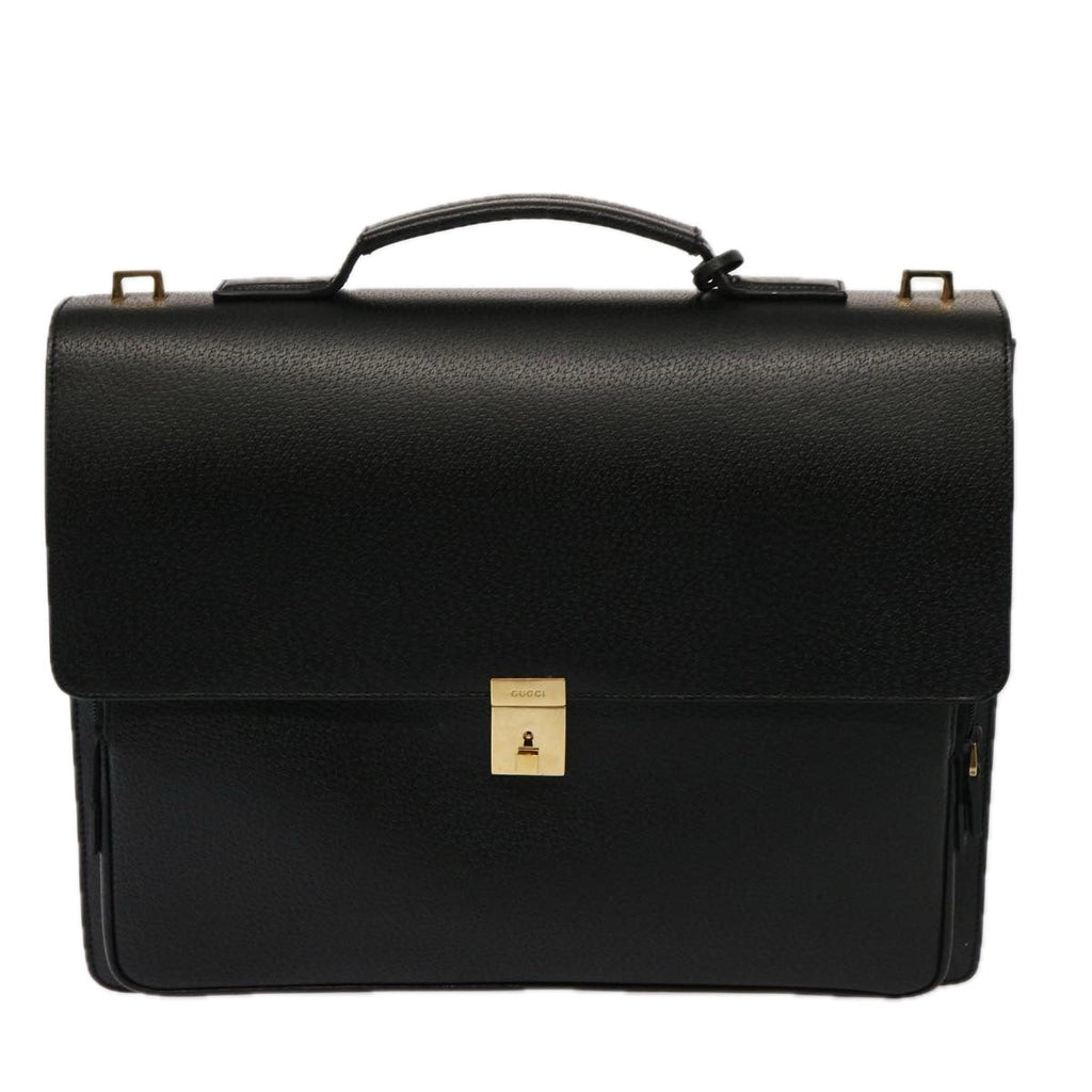 GUCCI Business Bag Leather Outlet 2way Black 76386