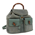 GUCCI Bamboo Backpack Suede Blue 003 1998 0016 76388