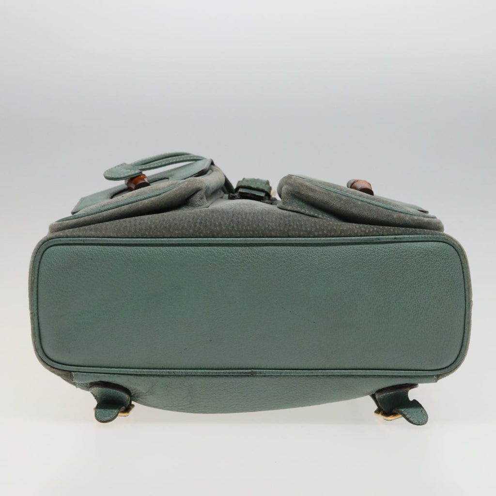 GUCCI Bamboo Backpack Suede Blue 003 1998 0016 76388