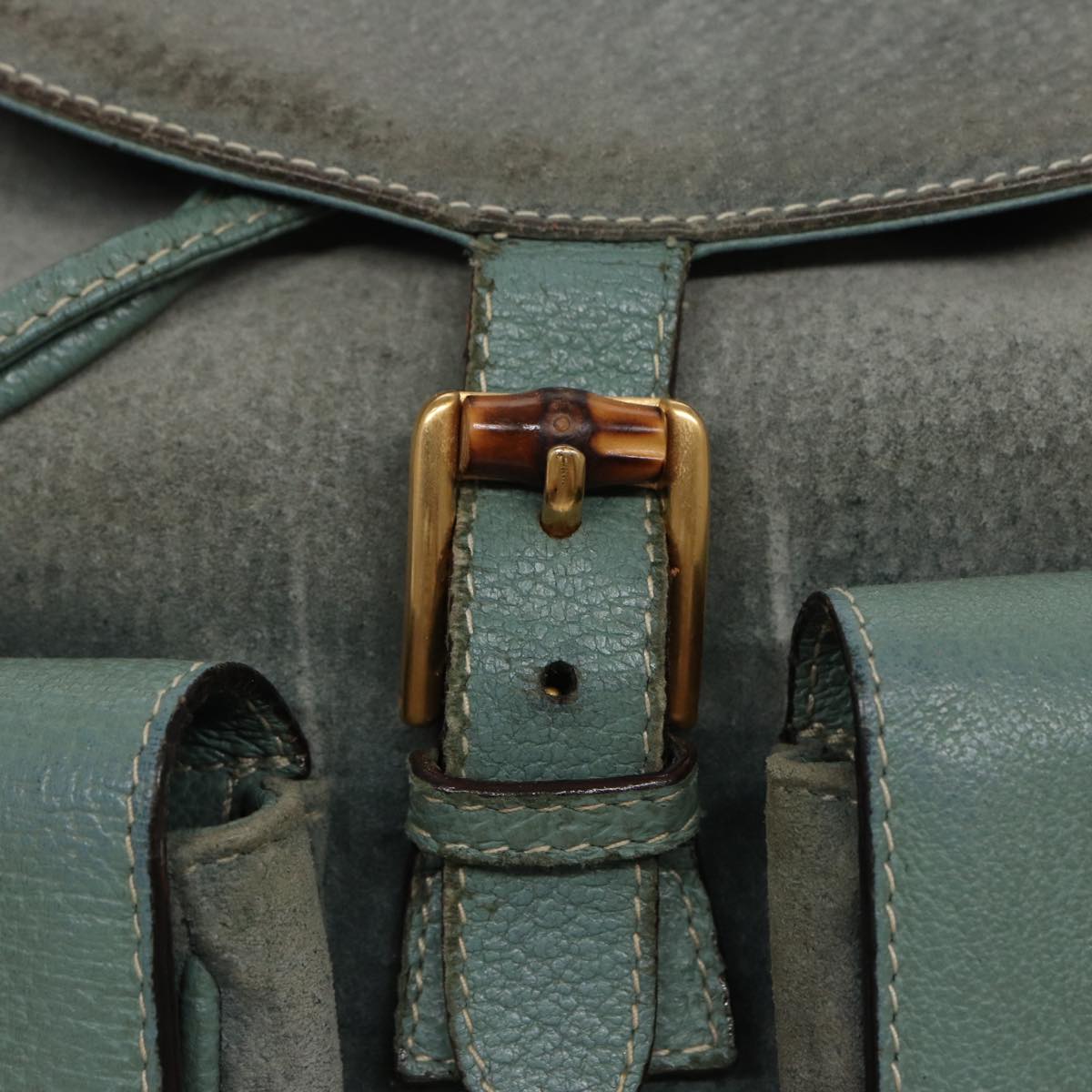 GUCCI Bamboo Backpack Suede Blue 003 1998 0016 76388
