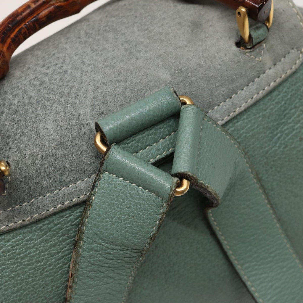 GUCCI Bamboo Backpack Suede Blue 003 1998 0016 76388