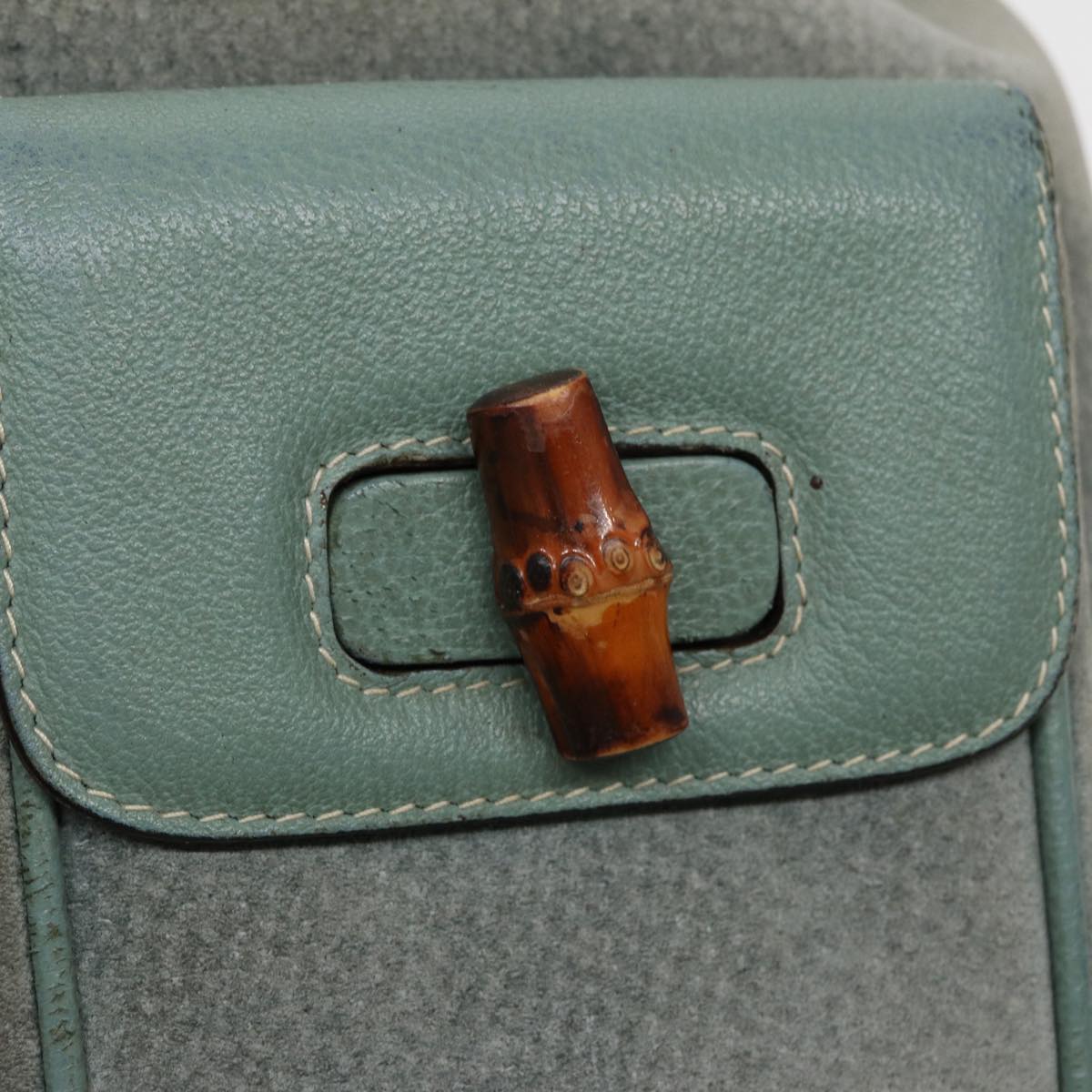 GUCCI Bamboo Backpack Suede Blue 003 1998 0016 76388