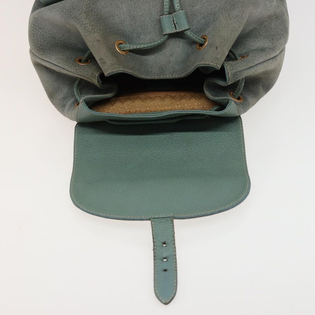 GUCCI Bamboo Backpack Suede Blue 003 1998 0016 76388