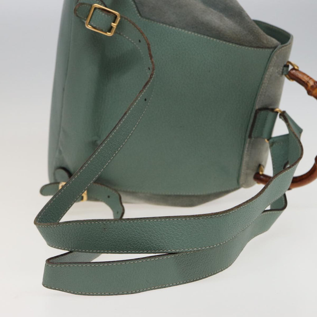 GUCCI Bamboo Backpack Suede Blue 003 1998 0016 76388