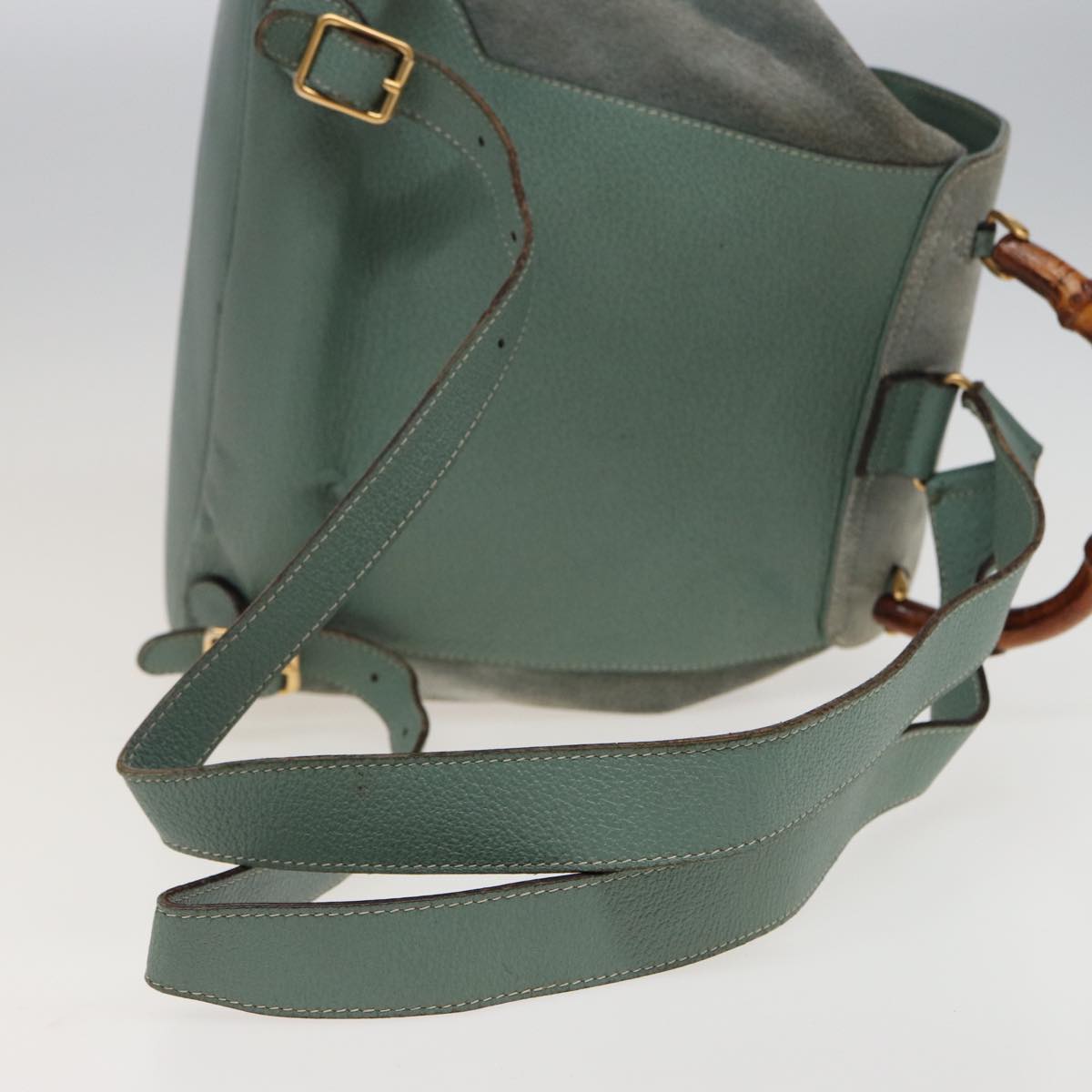 GUCCI Bamboo Backpack Suede Blue 003 1998 0016 76388