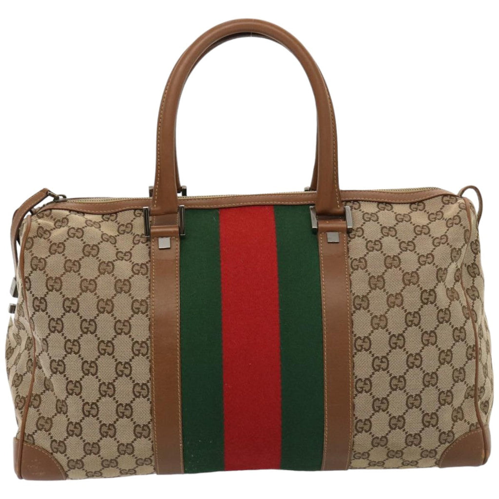 GUCCI GG Canvas Web Sherry Line Boston Bag Beige Red 2122 000 5301 76390