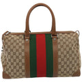 GUCCI GG Canvas Web Sherry Line Boston Bag Beige Red 2122 000 5301 76390