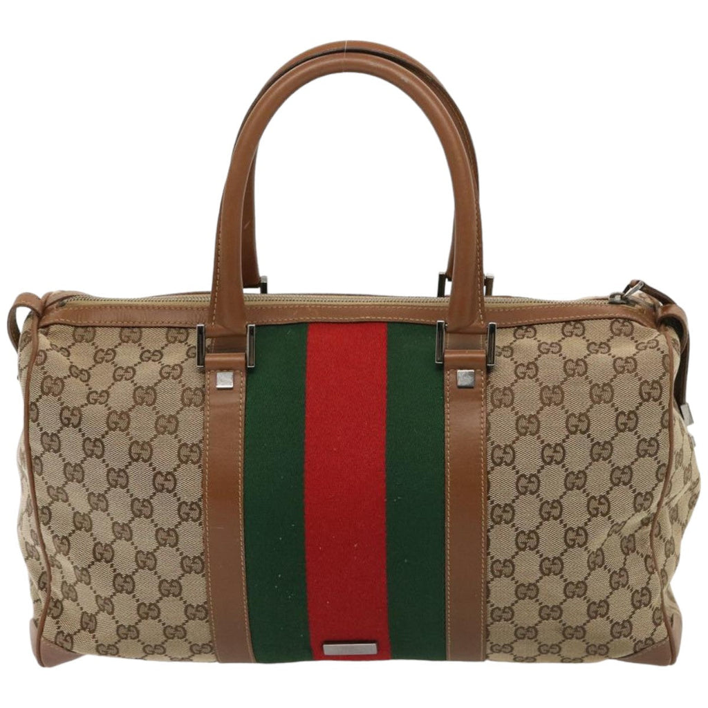 GUCCI GG Canvas Web Sherry Line Boston Bag Beige Red 2122 000 5301 76390