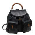 GUCCI Bamboo Backpack Leather Black 003 2058 0016 76392