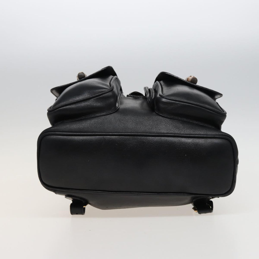 GUCCI Bamboo Backpack Leather Black 003 2058 0016 76392