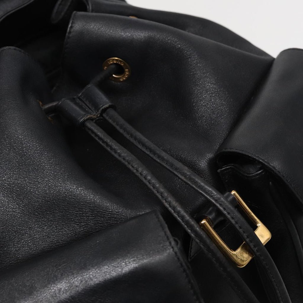 GUCCI Bamboo Backpack Leather Black 003 2058 0016 76392