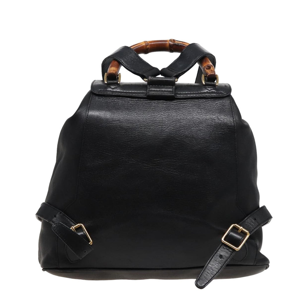 GUCCI Bamboo Backpack Leather Black 003 2058 0016 76392
