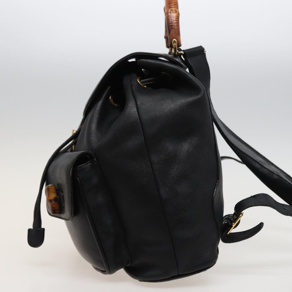 GUCCI Bamboo Backpack Leather Black 003 2058 0016 76392