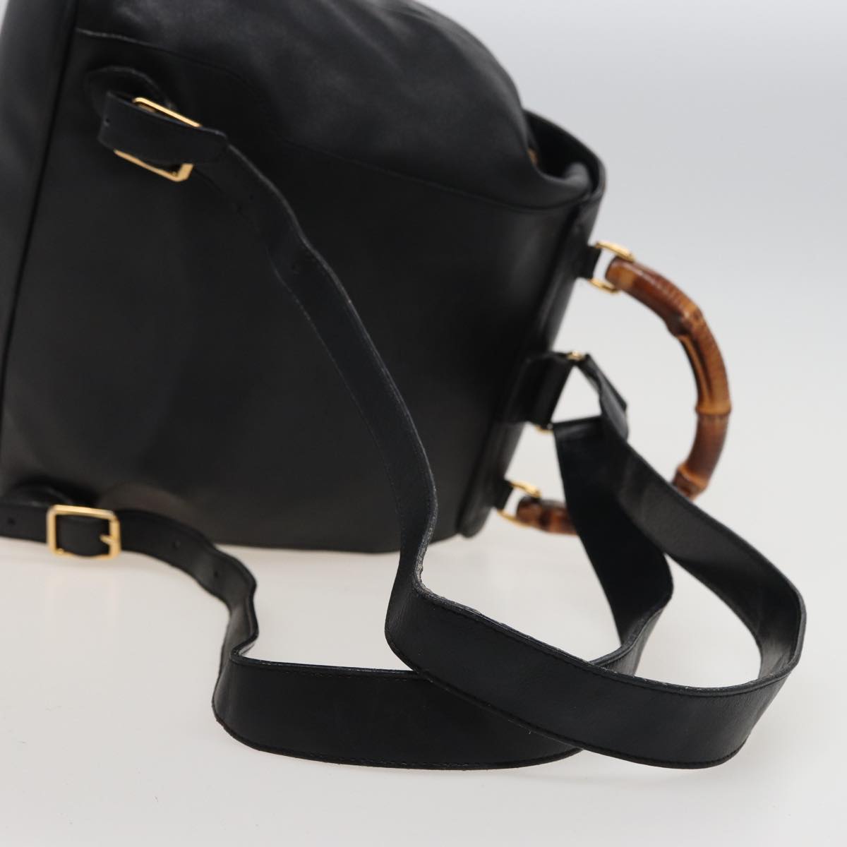 GUCCI Bamboo Backpack Leather Black 003 2058 0016 76392