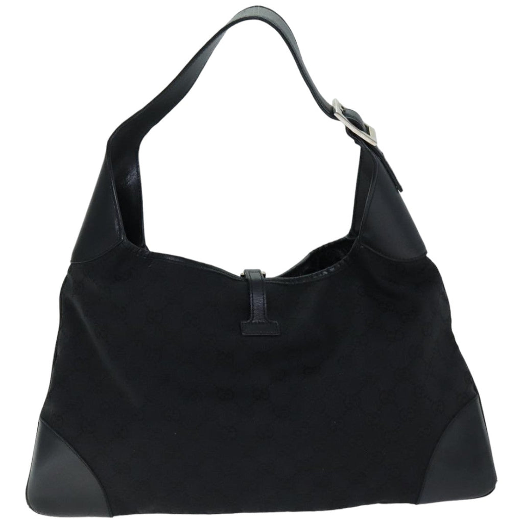 GUCCI GG Canvas Jackie Shoulder Bag Black White 001 4075 76393