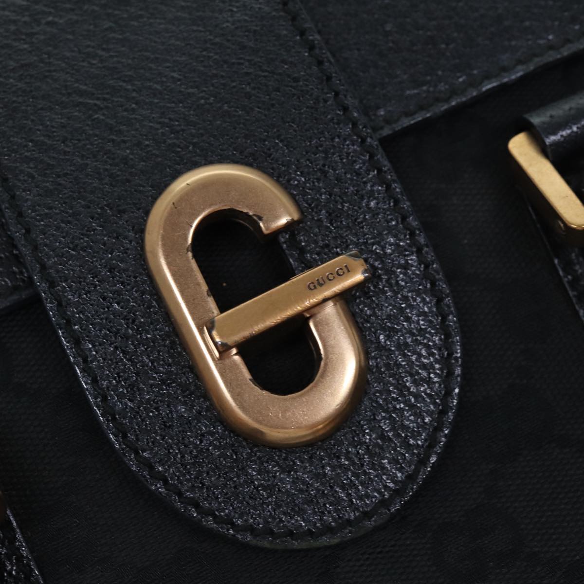 GUCCI GG Canvas Hand Bag Black 124286 76395