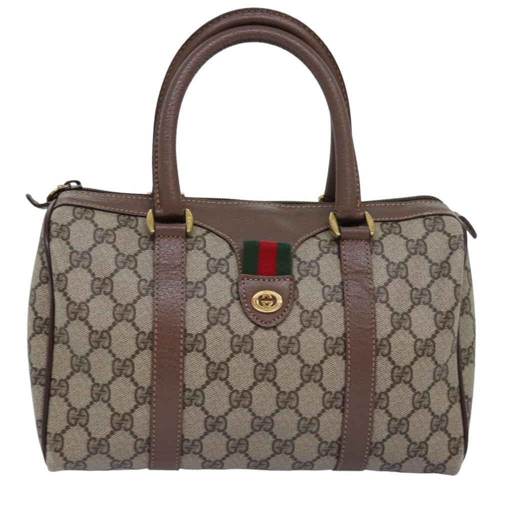 GUCCI GG Supreme Web Sherry Line Boston Bag PVC Beige 002 615 6838 76396