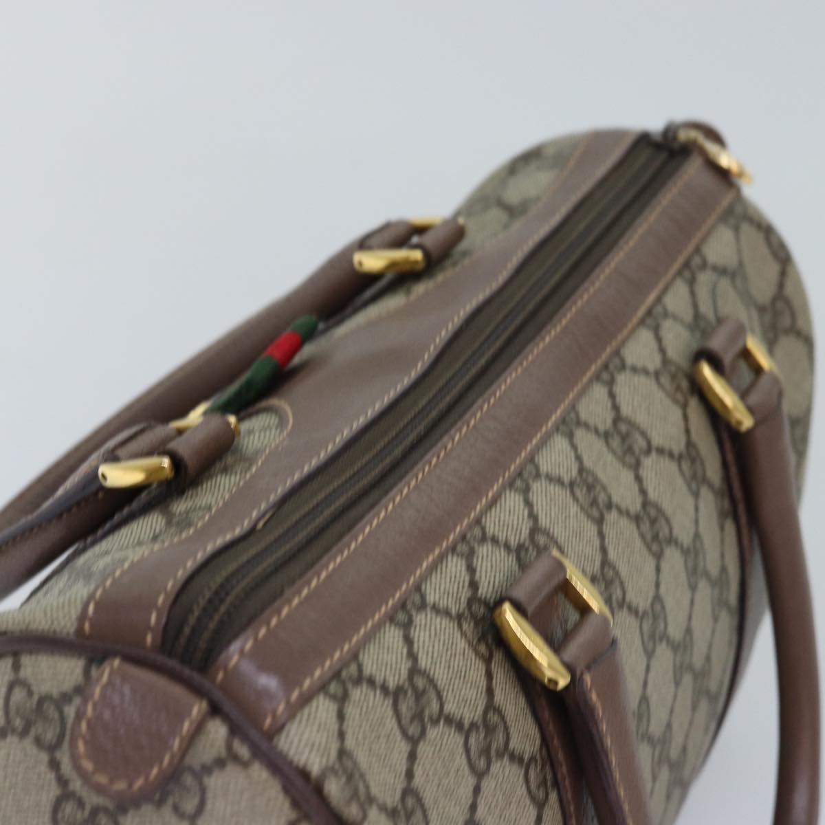 GUCCI GG Supreme Web Sherry Line Boston Bag PVC Beige 002 615 6838 76396