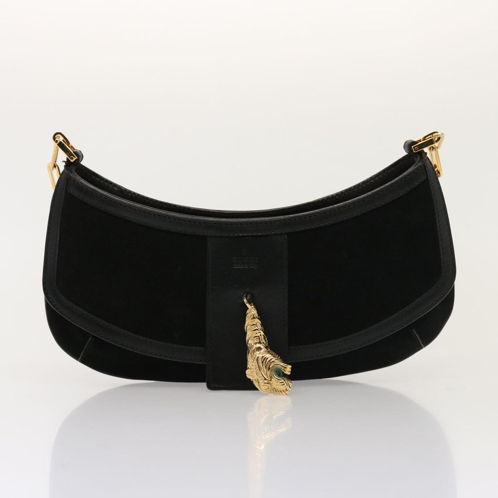 GUCCI Shoulder Bag Suede Black 001 4115 76397