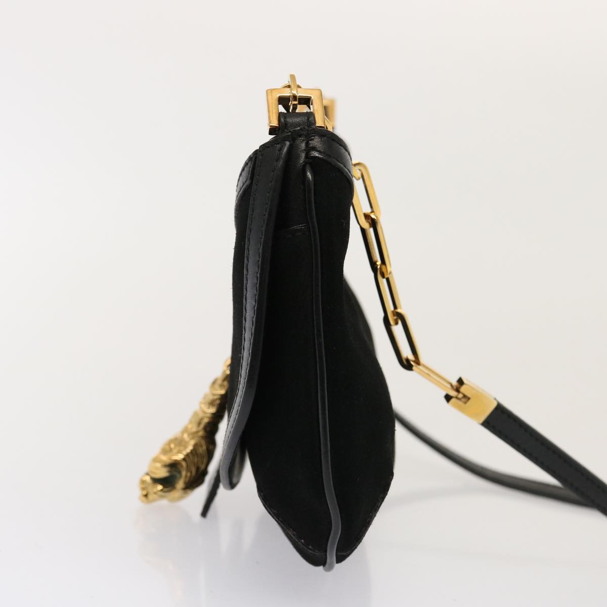 GUCCI Shoulder Bag Suede Black 001 4115 76397