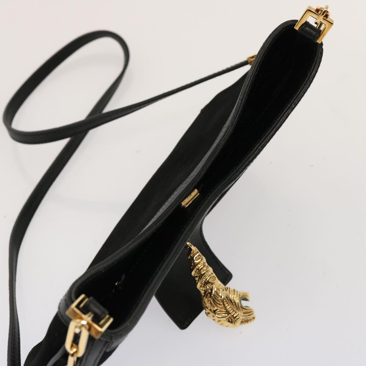 GUCCI Shoulder Bag Suede Black 001 4115 76397