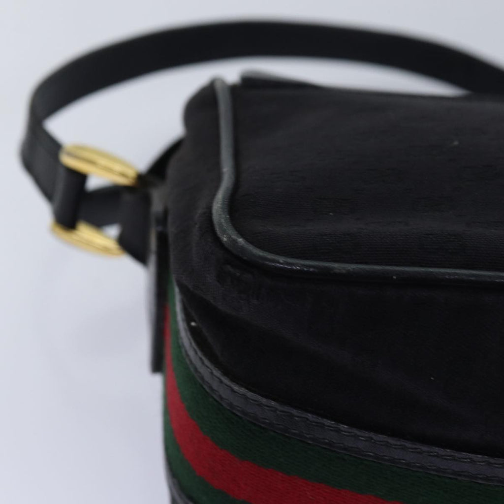 GUCCI Micro GG Canvas Web Sherry Line Shoulder Bag Black 67 01 4426 76402