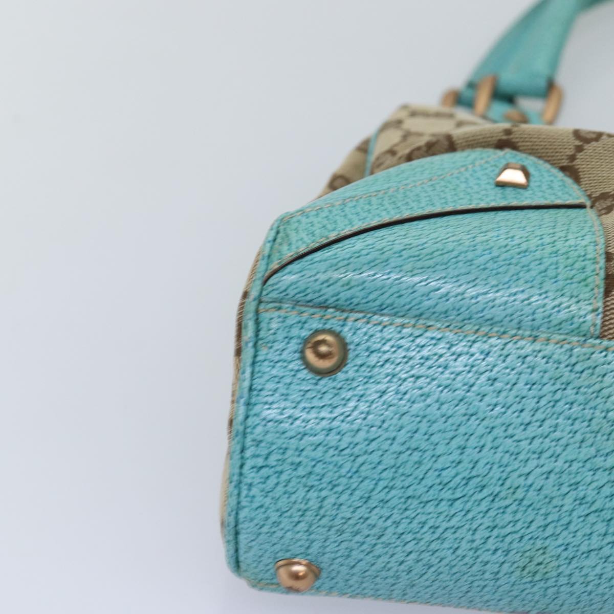 GUCCI GG Canvas New Jackie Shoulder Bag Turquoise Blue 124407 76451