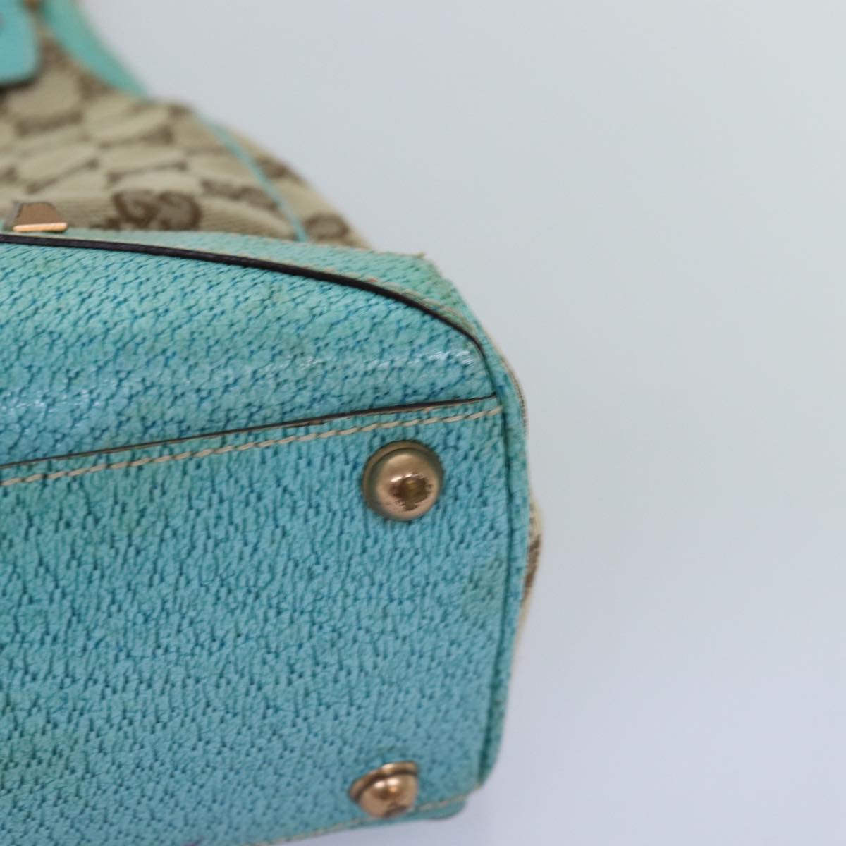 GUCCI GG Canvas New Jackie Shoulder Bag Turquoise Blue 124407 76451