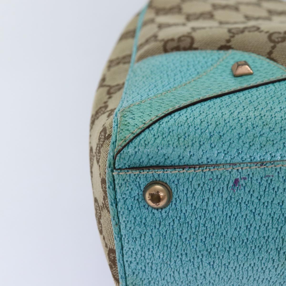 GUCCI GG Canvas New Jackie Shoulder Bag Turquoise Blue 124407 76451